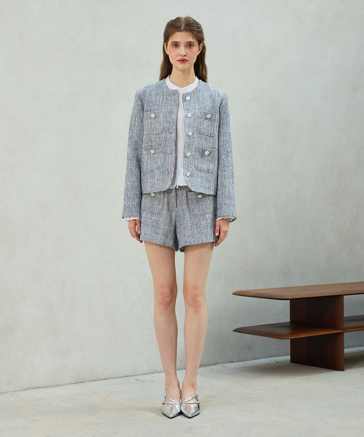아리킴(ARIKIM) CHERISH TWEED SHORTS PANTS / SKY BLUE