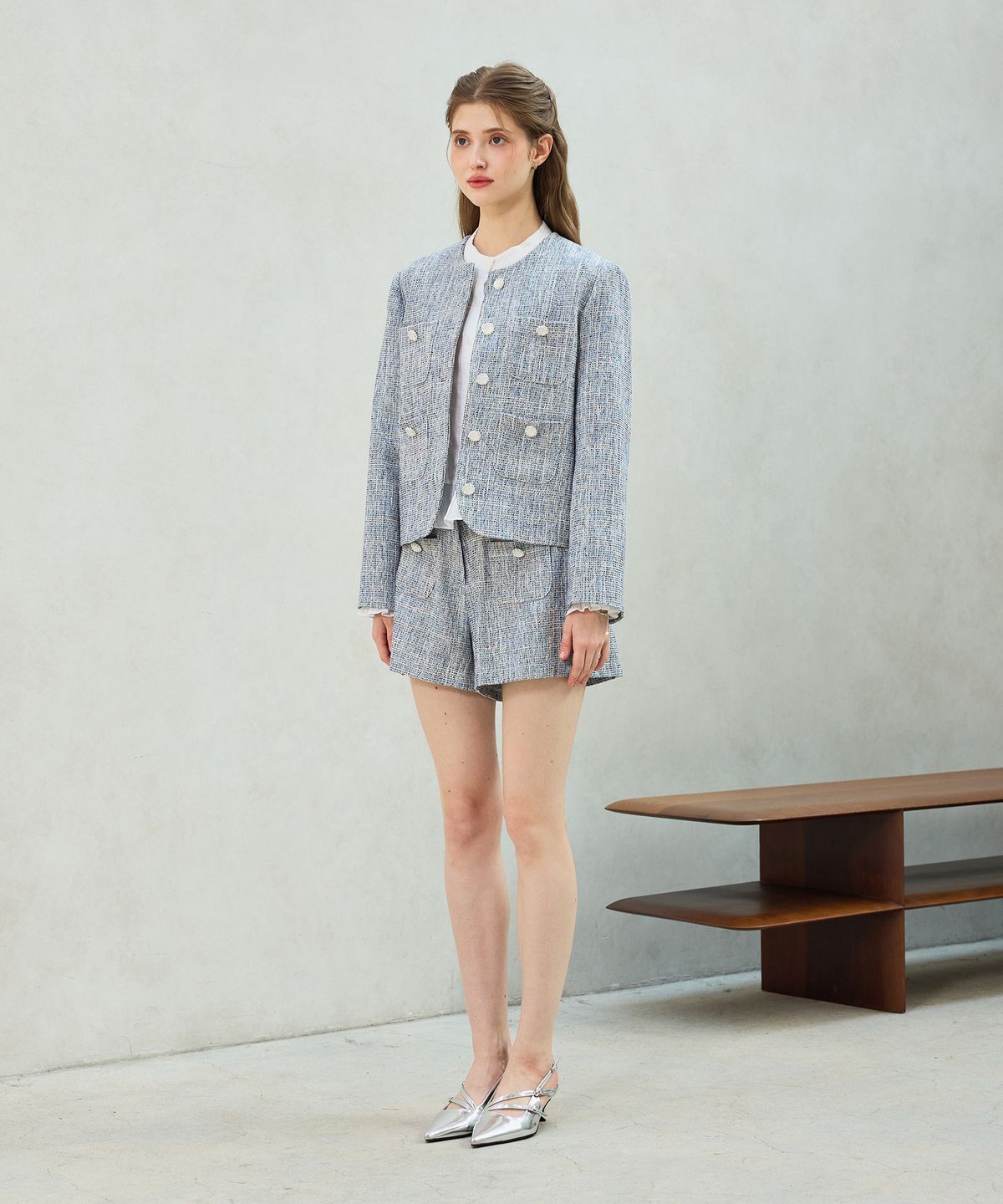 아리킴(ARIKIM) CHERISH TWEED SHORTS PANTS / SKY BLUE