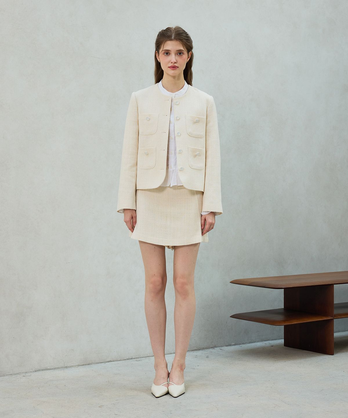 아리킴(ARIKIM) CHERISH TWEED SKIRT PANTS / WHITE