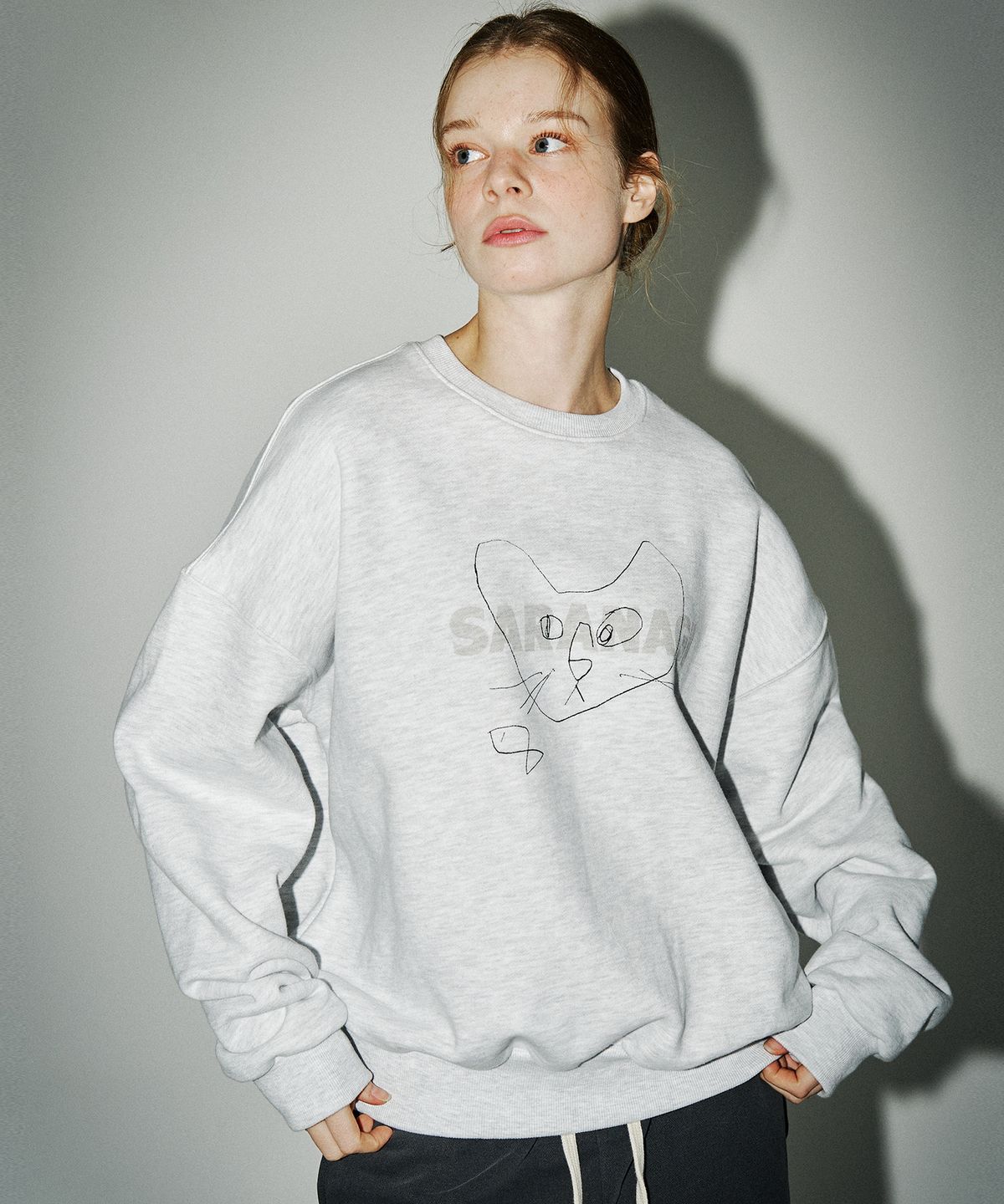 사라나기(SARANAGI) SE057- sweatshirt (white  melange)