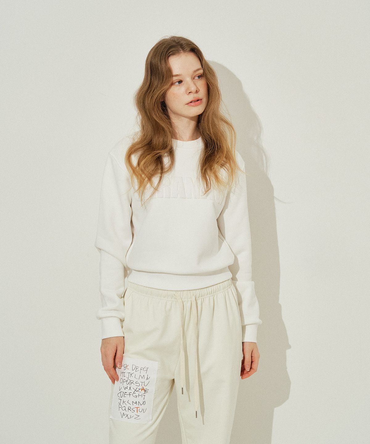 사라나기(SARANAGI) SE0583- crop sweatshirt (ivory)