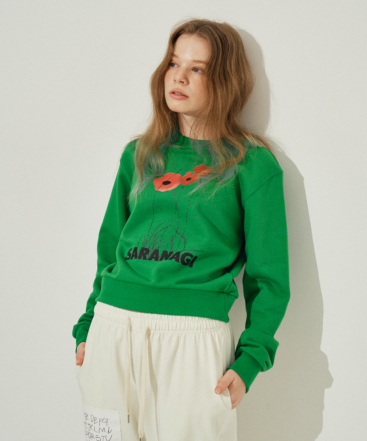 사라나기(SARANAGI) SE0586- crop sweatshirt (green)