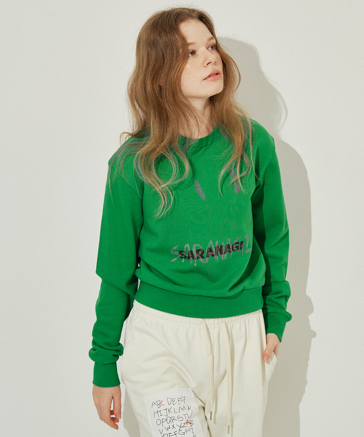 사라나기(SARANAGI) SE0588- crop sweatshirt (green)