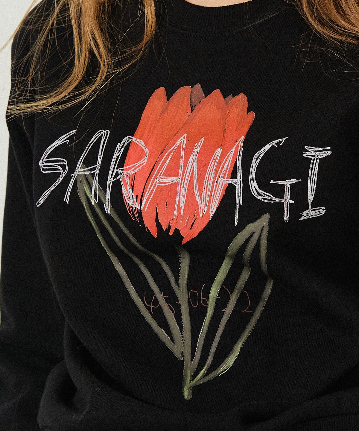 사라나기(SARANAGI) SE05810- crop sweatshirt (black)