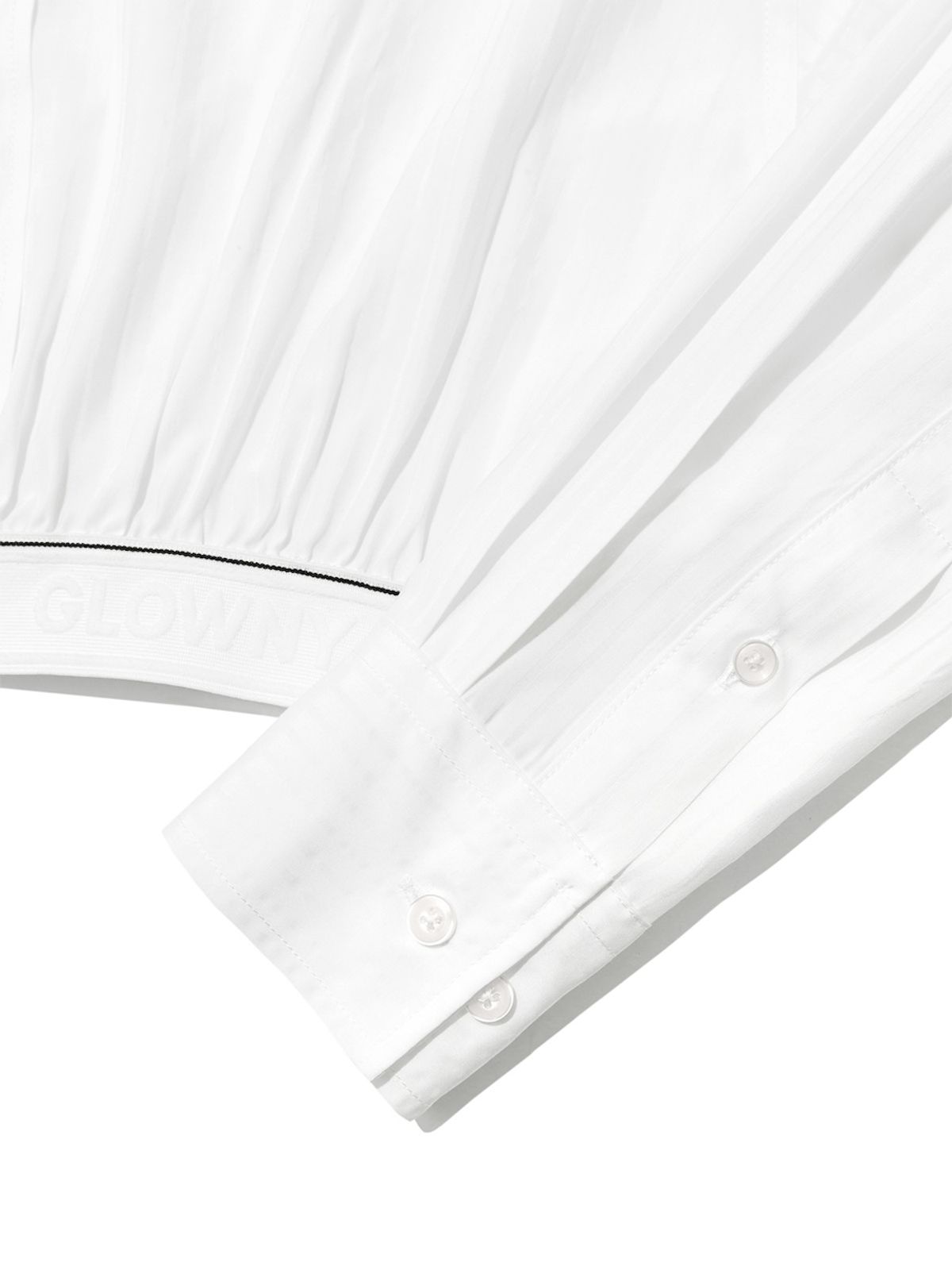 글로니(GLOWNY) WILLY CROP SHIRT (WHITE  STRIPE)