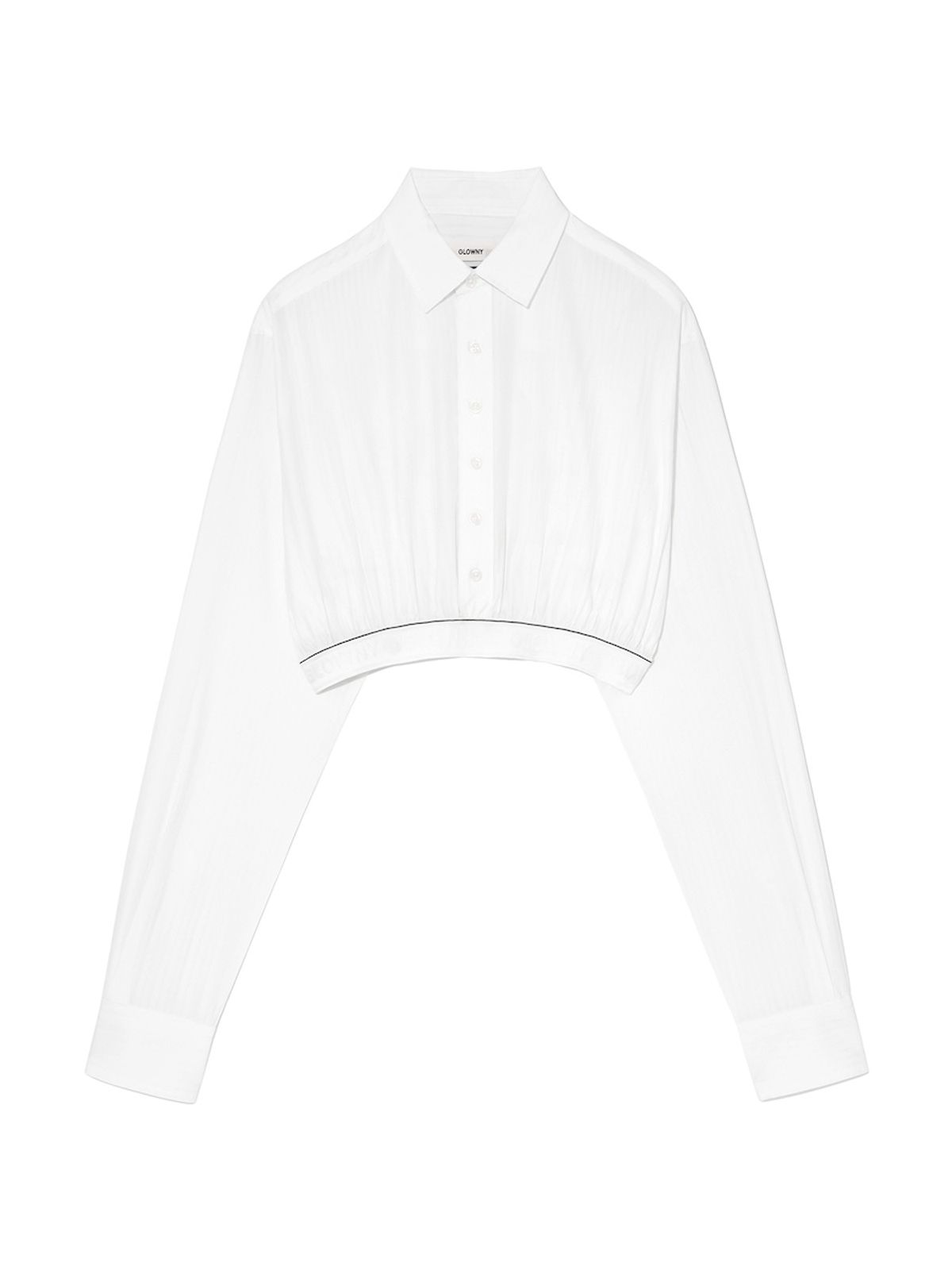 글로니(GLOWNY) WILLY CROP SHIRT (WHITE  STRIPE)