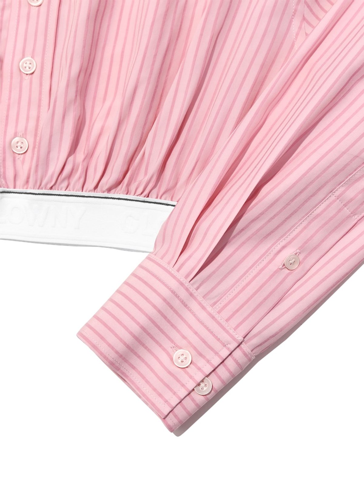 글로니(GLOWNY) WILLY CROP SHIRT (PINK  STRIPE)