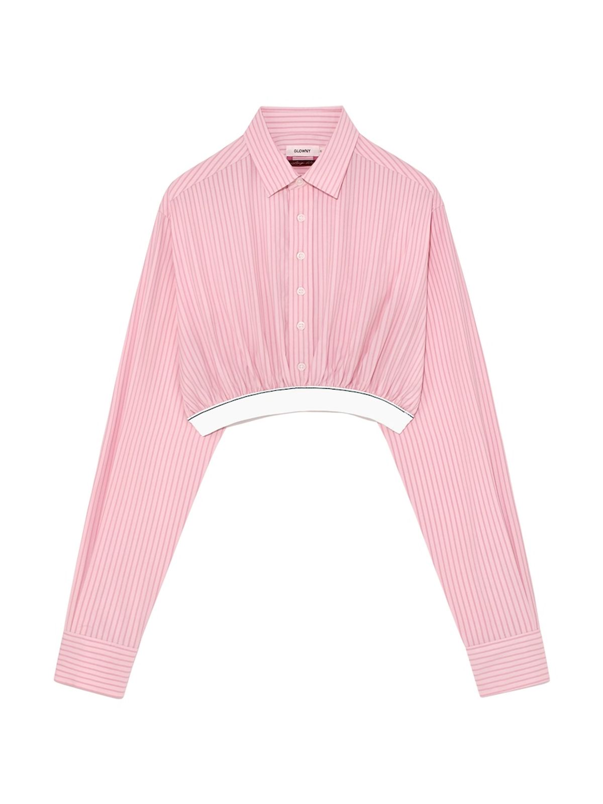 글로니(GLOWNY) WILLY CROP SHIRT (PINK  STRIPE)
