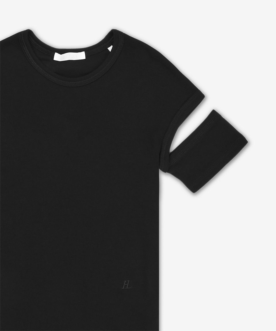 MUSINSA | HELMUT LANG Slash Shrunk Short Sleeve T-Shirt - Black