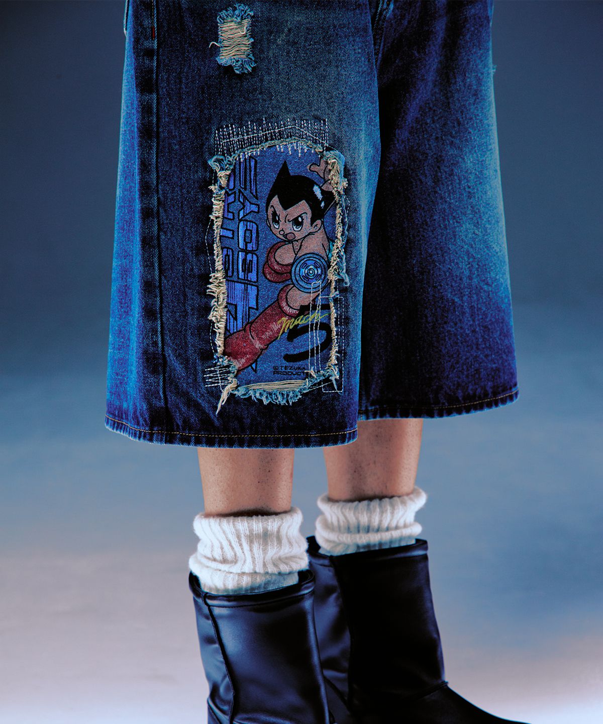 ★MAINBOOTH★[Astro Boy] Mach 5 Denim Shorts(INDIGO)★正規品 MUSINSA | MAINBOOTH [Atom] Mach 5 Denim Shorts (Indigo)