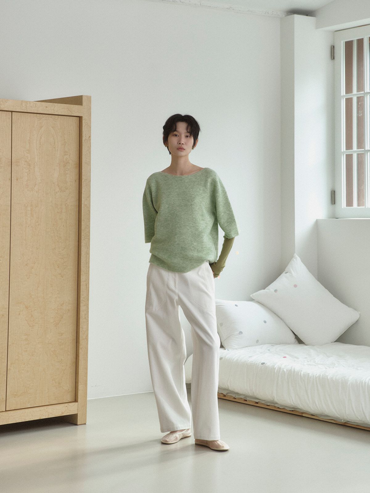 리플레인(REPLAIN) ITALIAN ALPACA KNIT TOP_GREEN