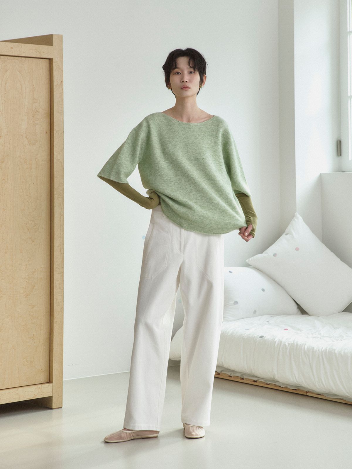 리플레인(REPLAIN) ITALIAN ALPACA KNIT TOP_GREEN