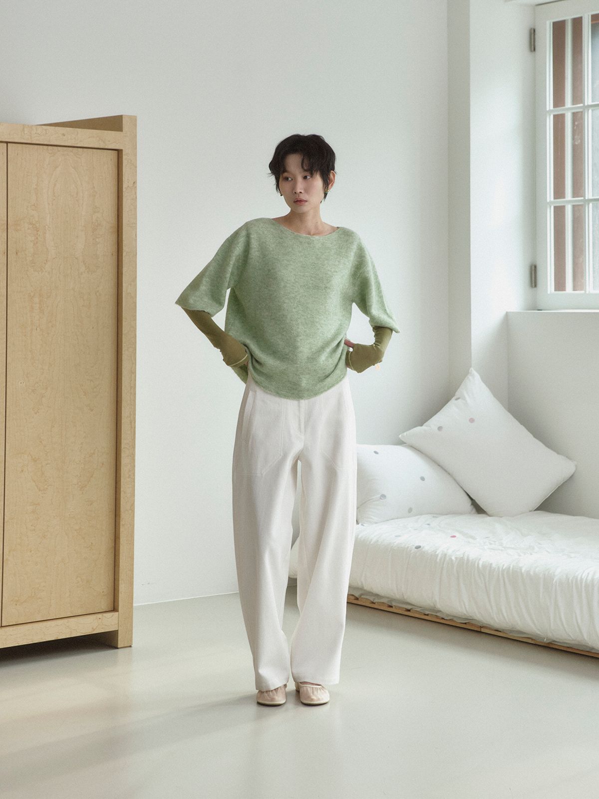 리플레인(REPLAIN) ITALIAN ALPACA KNIT TOP_GREEN