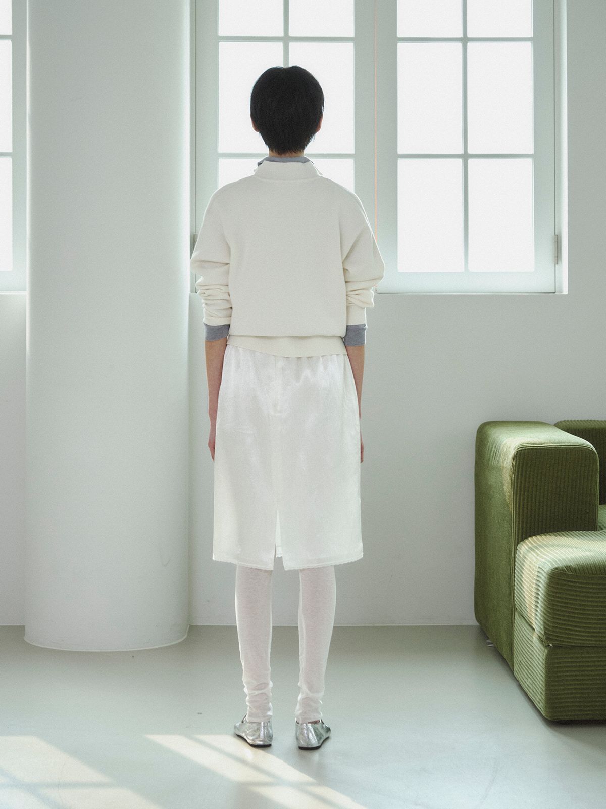 리플레인(REPLAIN) CASHMERE COTTON HALF ZIP-UP TOP_OFF WHITE