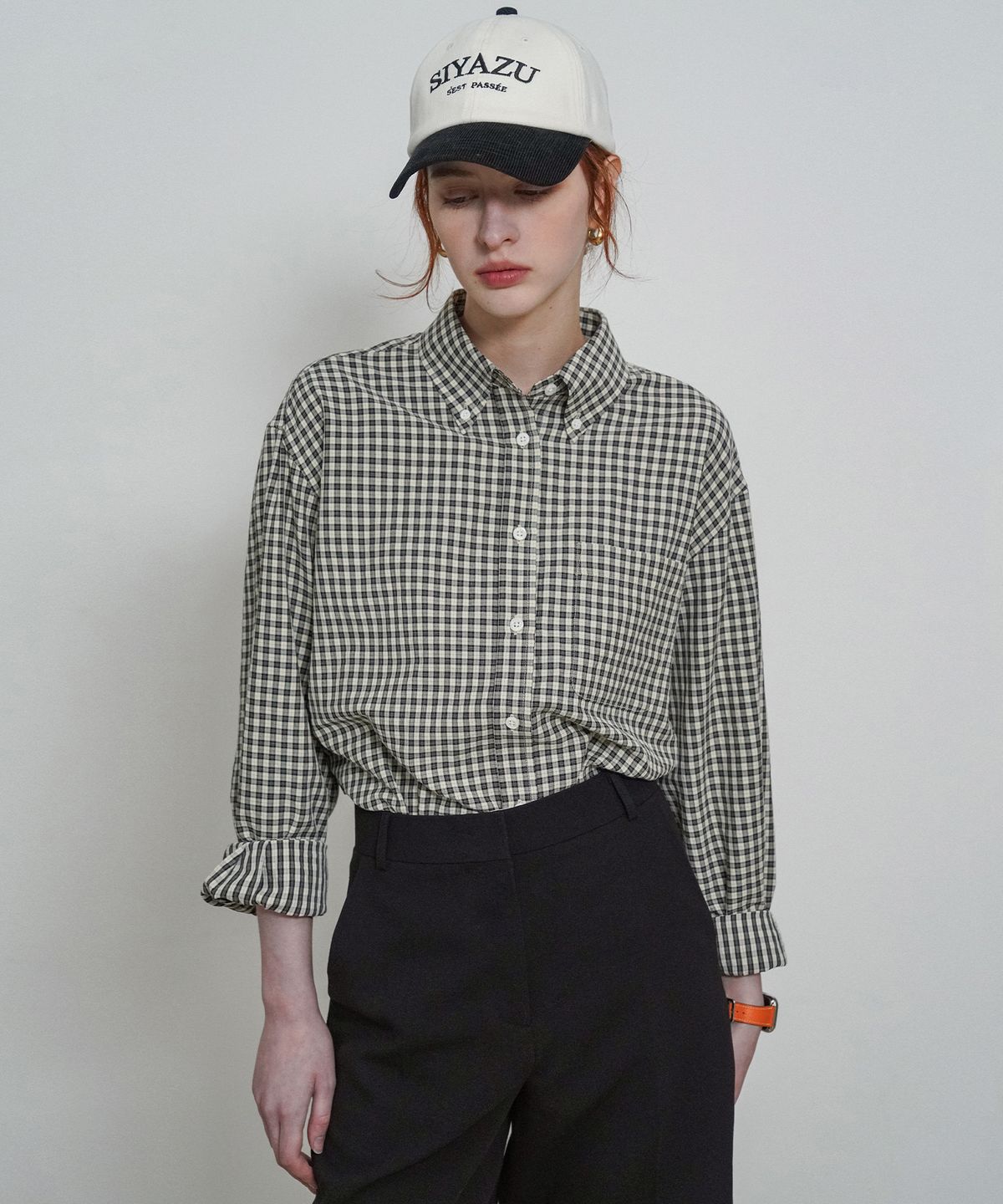 시야쥬(SIYAZU) SITP5176 루즈 핏 클래식 체크 셔츠_Black check