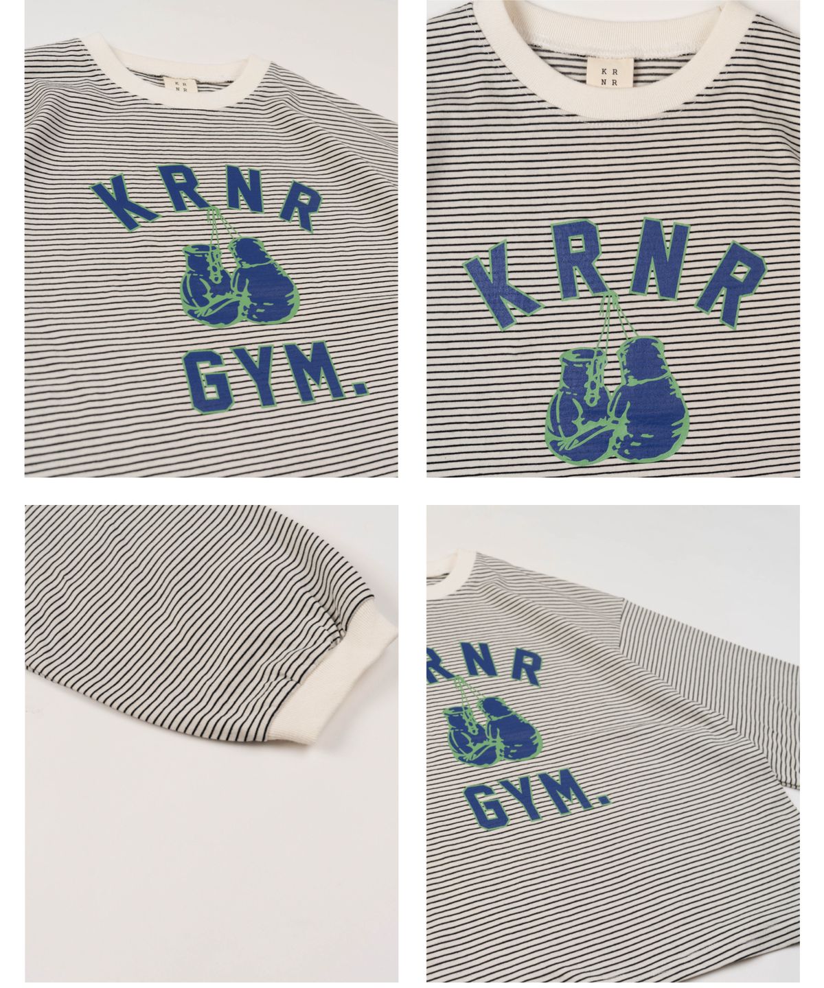 쿠르나르(KRNR) 엔비 박서 스트라이프 와이드핏 긴팔티 아이보리