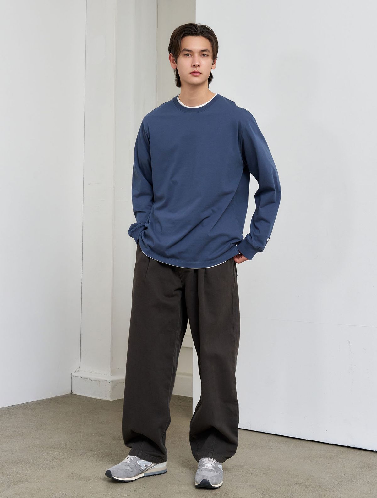 제너럴아이디어(GENERALIDEA) UNISEX 쿨링 롱 슬리브 티 [DUST BLUE] / SBE1U01004