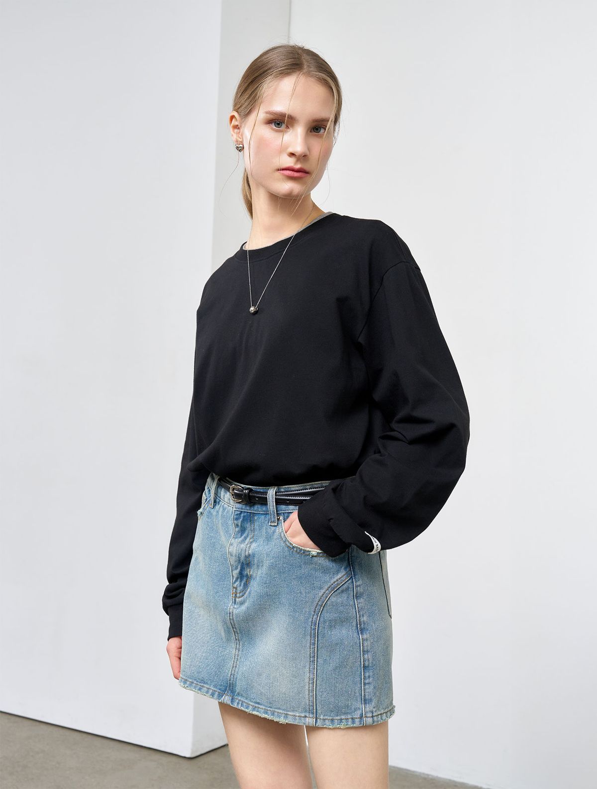 제너럴아이디어(GENERALIDEA) UNISEX 쿨링 롱 슬리브 티 [BLACK] / SBE1U01004