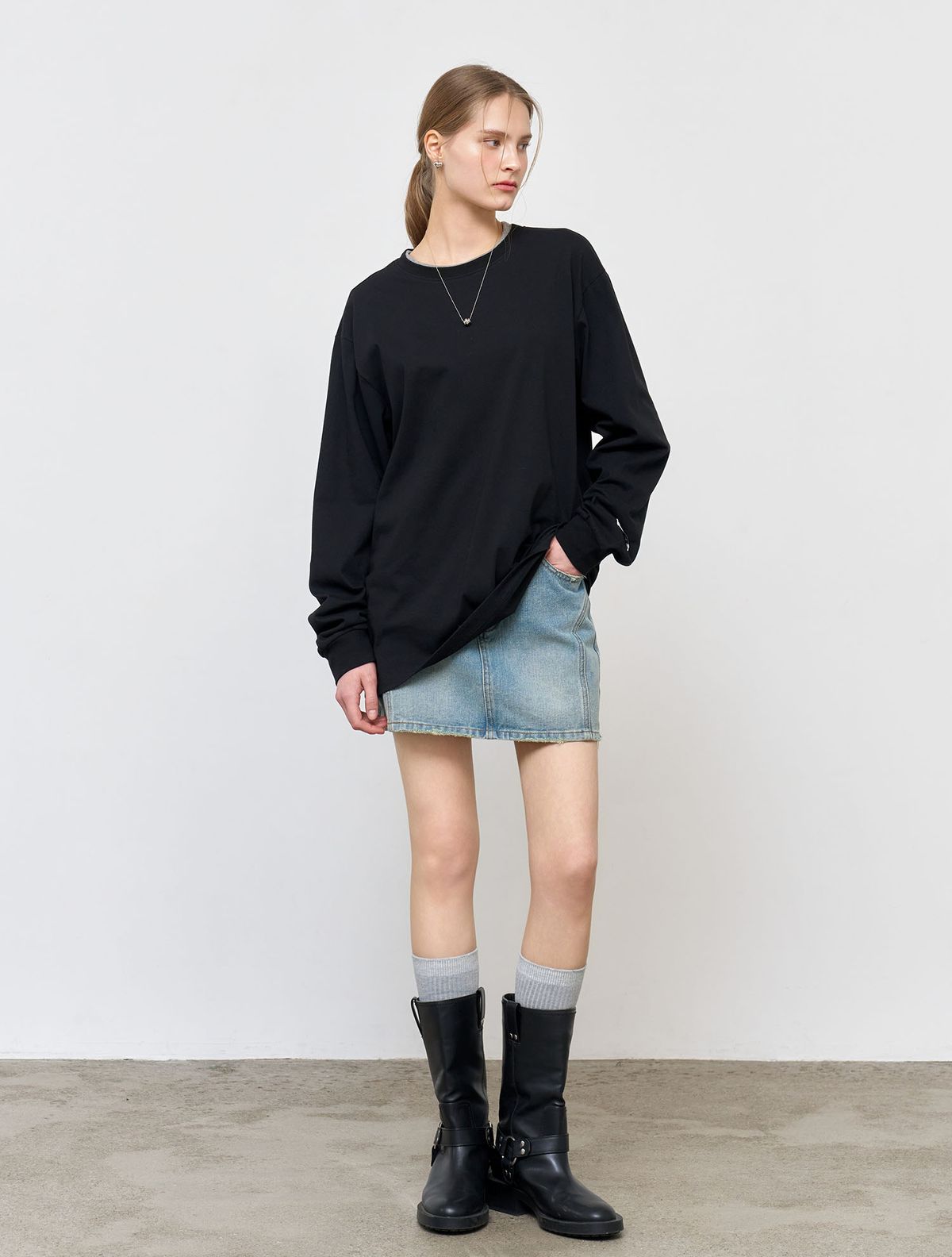 제너럴아이디어(GENERALIDEA) UNISEX 쿨링 롱 슬리브 티 [BLACK] / SBE1U01004