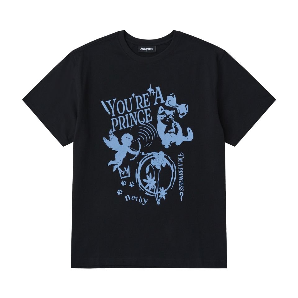 [ NERDY ]★25SS★韓国人気★NERO CUPID SHORT SLEEVE T-SHIRT MUSINSA | NERDY Nero Cupid Short Sleeve T-Shirt (Black/Cream