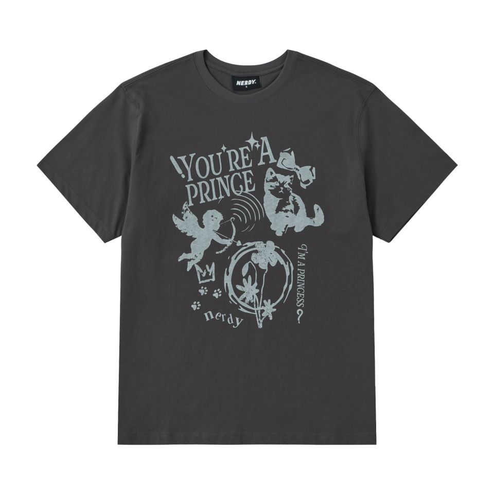 [ NERDY ]★25SS★韓国人気★NERO CUPID SHORT SLEEVE T-SHIRT MUSINSA | NERDY Nero Cupid Short Sleeve T-Shirt (Black/Cream