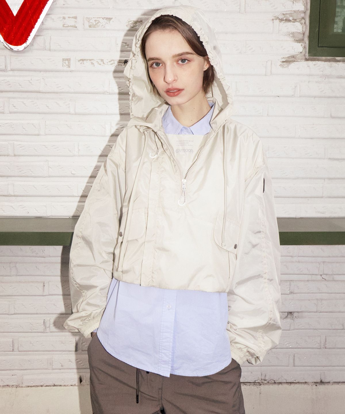 아웃도어 프로덕츠(OUTDOOR PRODUCTS) W LIGHT CASUAL CROP JUMPER (CREAM)