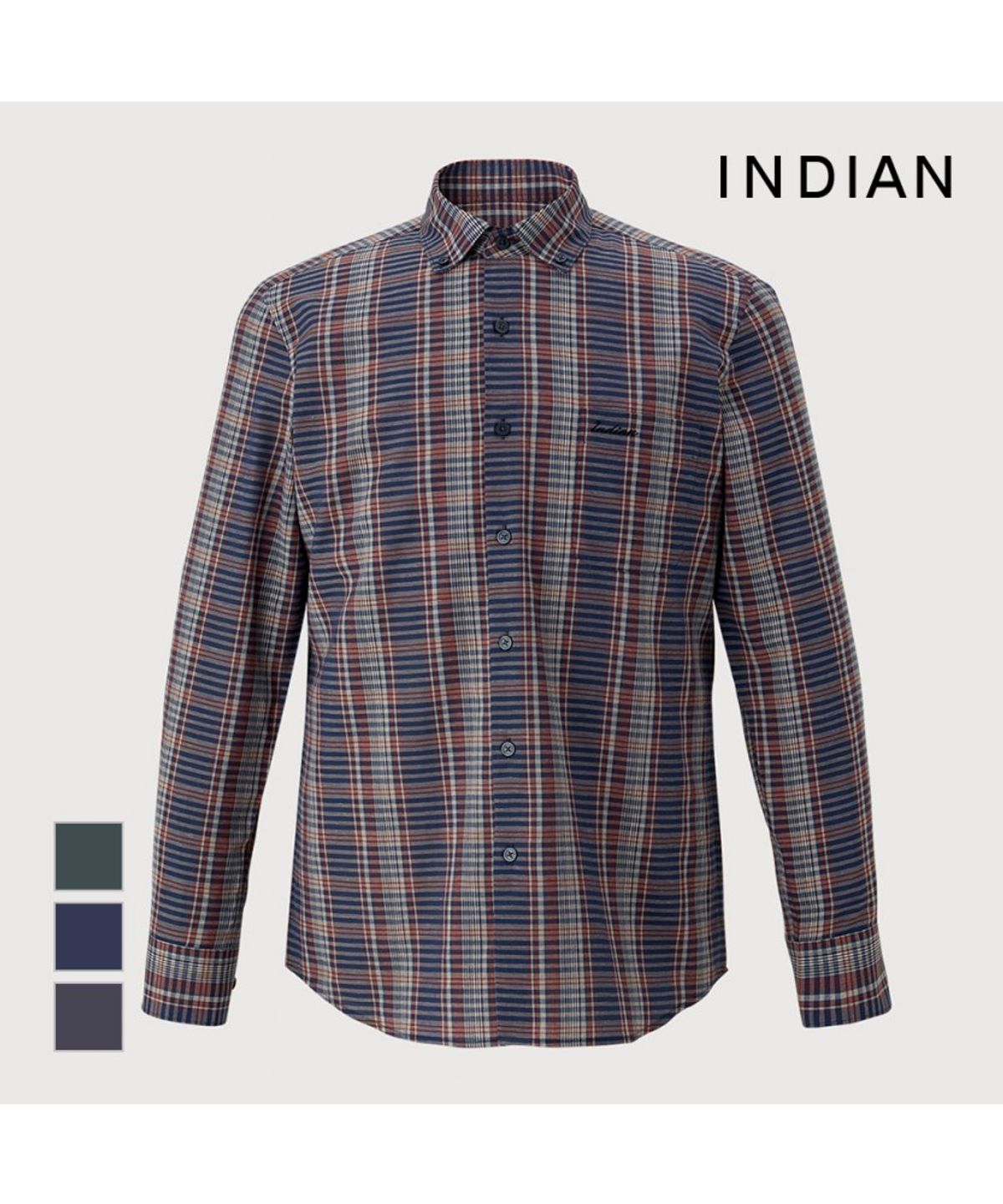 인디안(INDIAN) 린넨 블랜드 미디움체크_MITNL3S1331