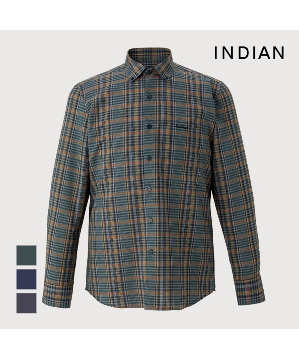 인디안(INDIAN) 린넨 블랜드 미디움체크_MITNL3S1331