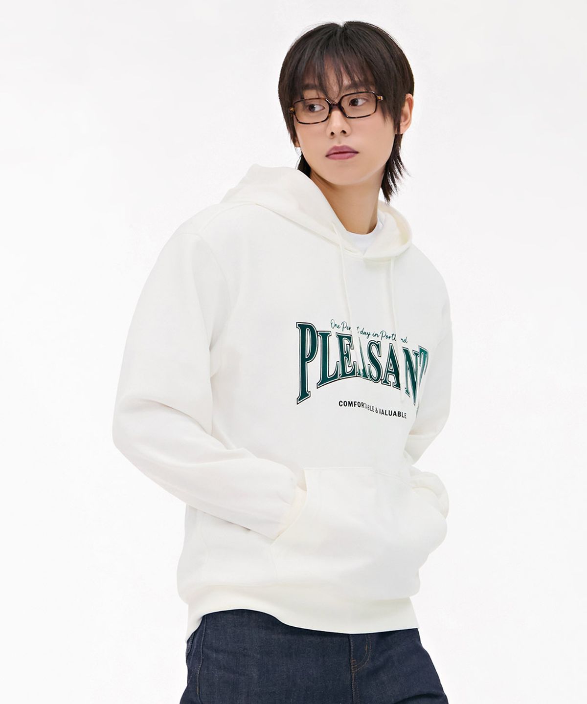 체이스컬트(CHASECULT) 공용 에센셜 로고 후드 티셔츠-화이트