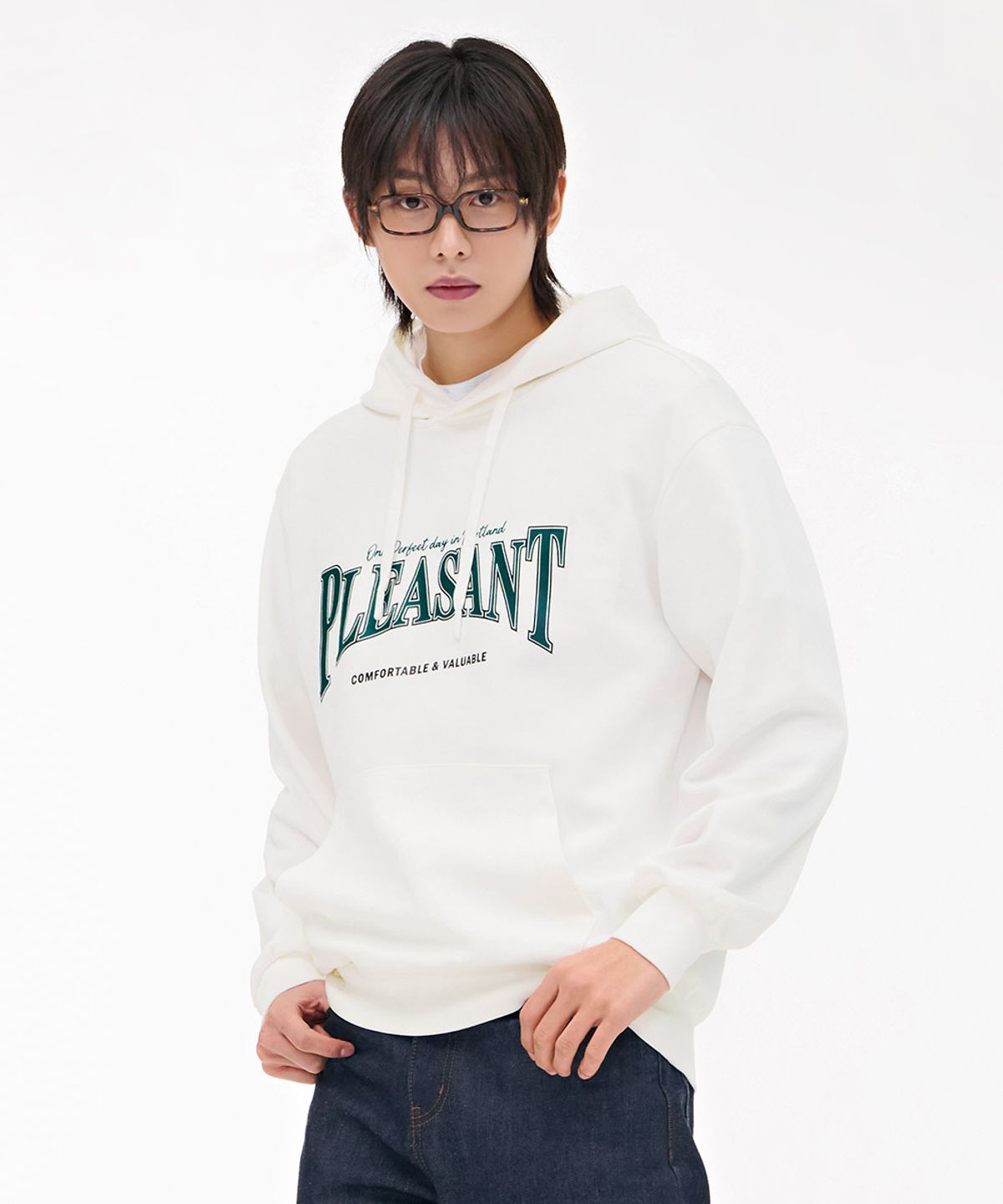 체이스컬트(CHASECULT) 공용 에센셜 로고 후드 티셔츠-화이트