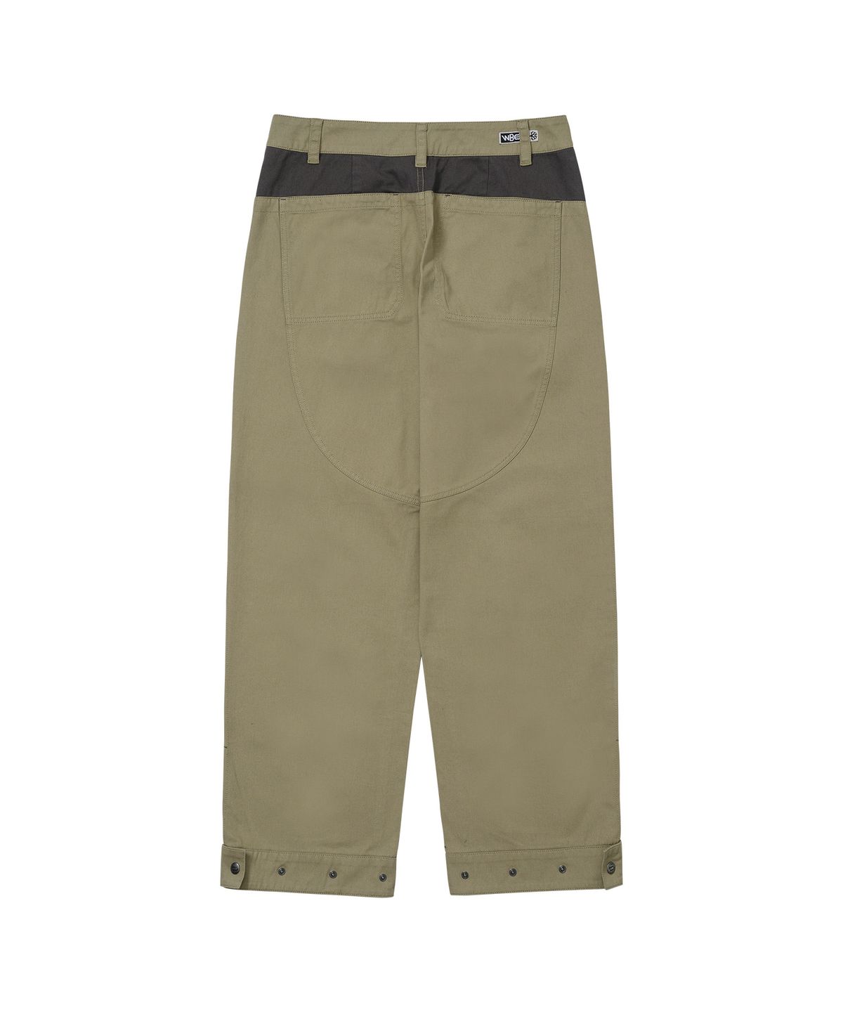 웰빙익스프레스(WELLBEING EXPRESS) Color Blocked Wide Cotton Pants Khaki Beige