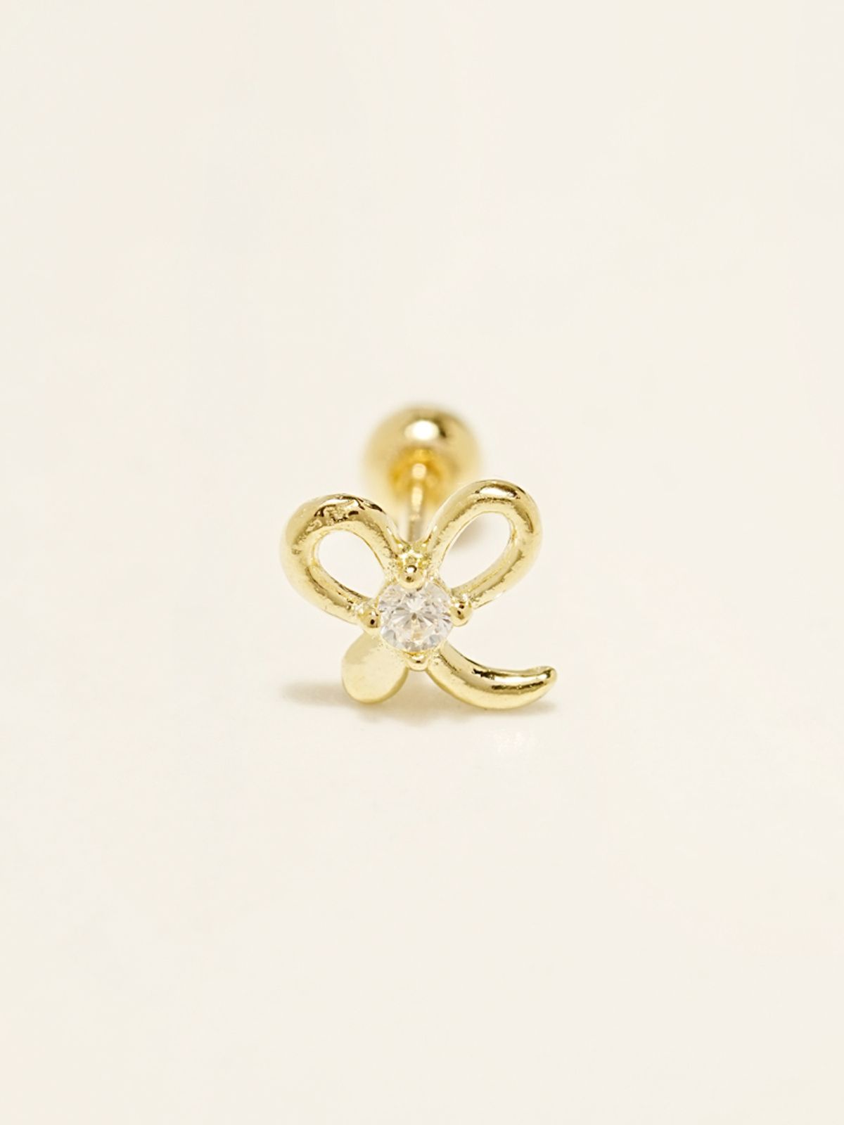 미니멀피어싱(MINIMALPIERCING) 14K 새싹 리본 피어싱 귀걸이