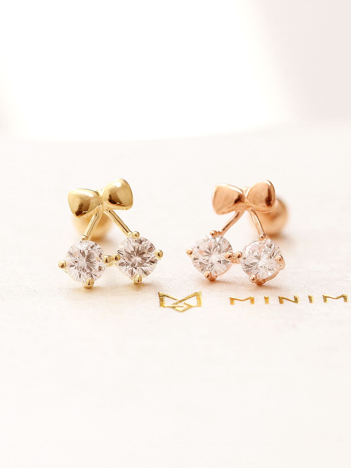 미니멀피어싱(MINIMALPIERCING) 14K 리본 앵두 피어싱 귀걸이