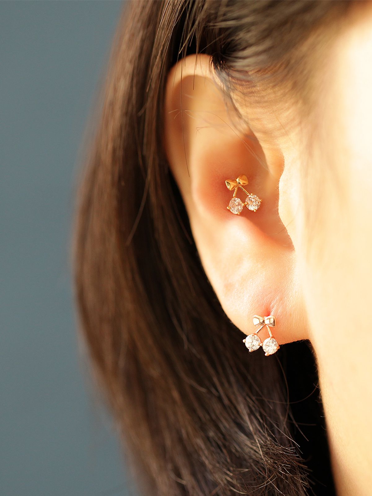 미니멀피어싱(MINIMALPIERCING) 14K 리본 앵두 피어싱 귀걸이
