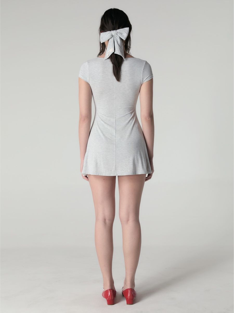 MUSINSA | GLOWNY ROSY SCOOP MINI DRESS (WHITE MELANGE)