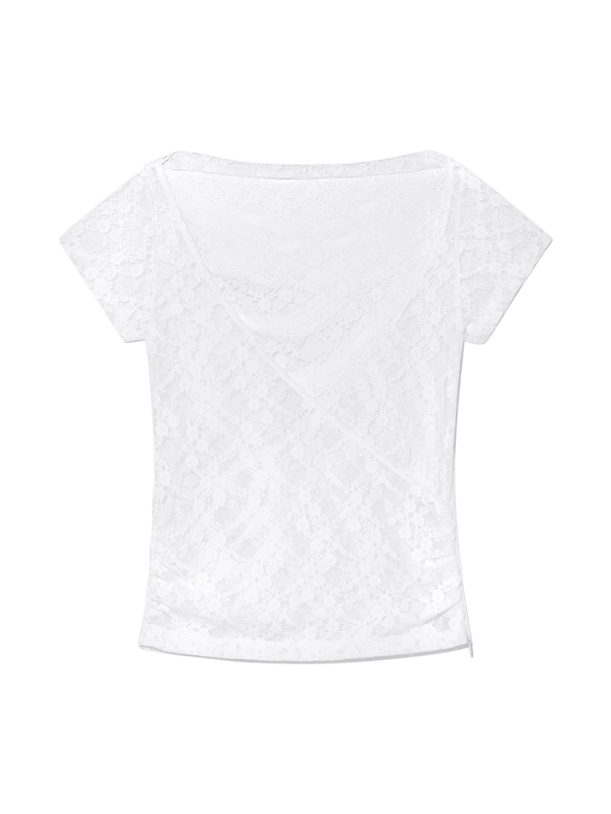글로니(GLOWNY) LUSH SWIRL LACE TEE (WHITE)