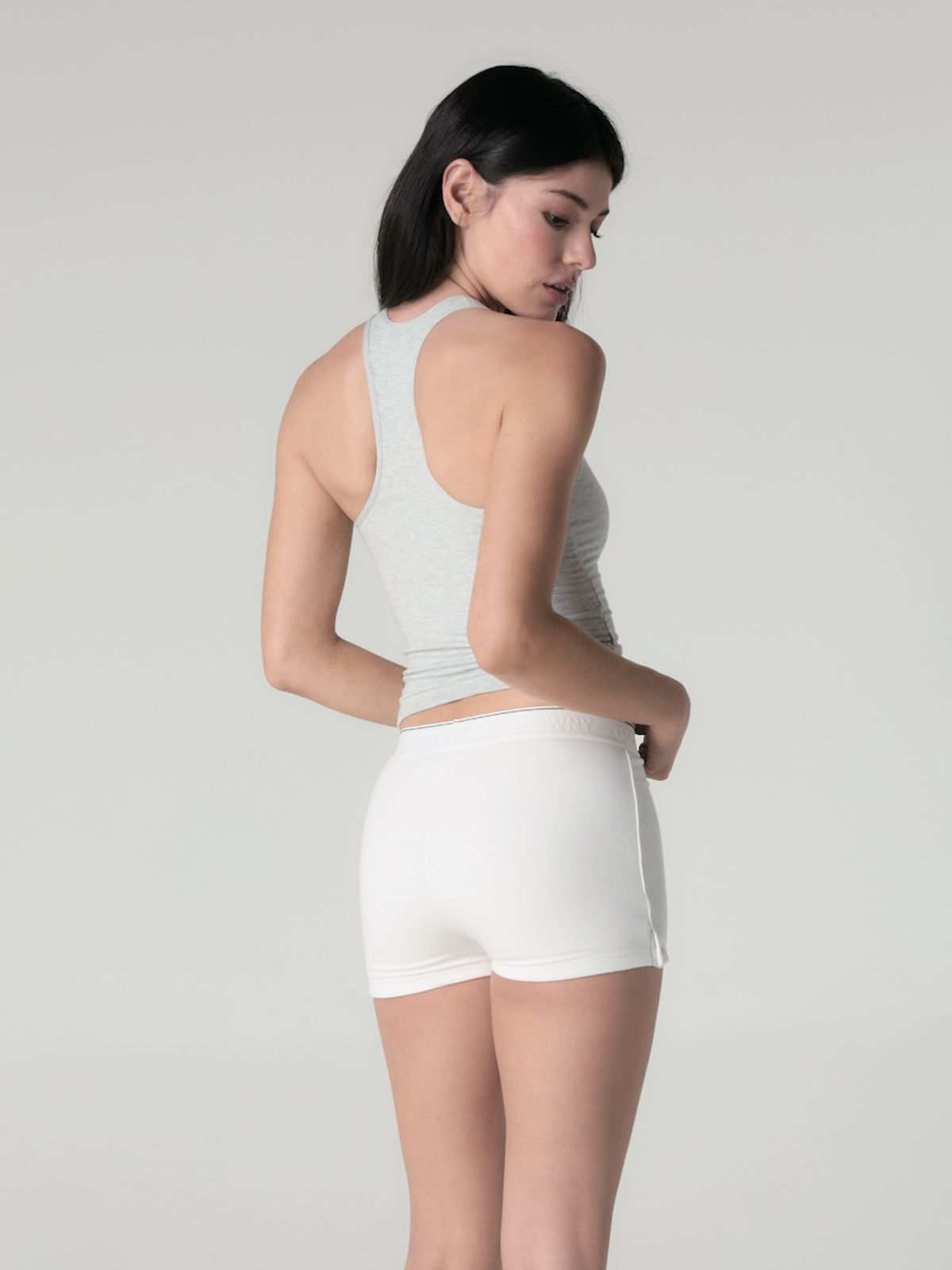 글로니(GLOWNY) PURE MODAL SLIT TANK (WHITE MELANGE)