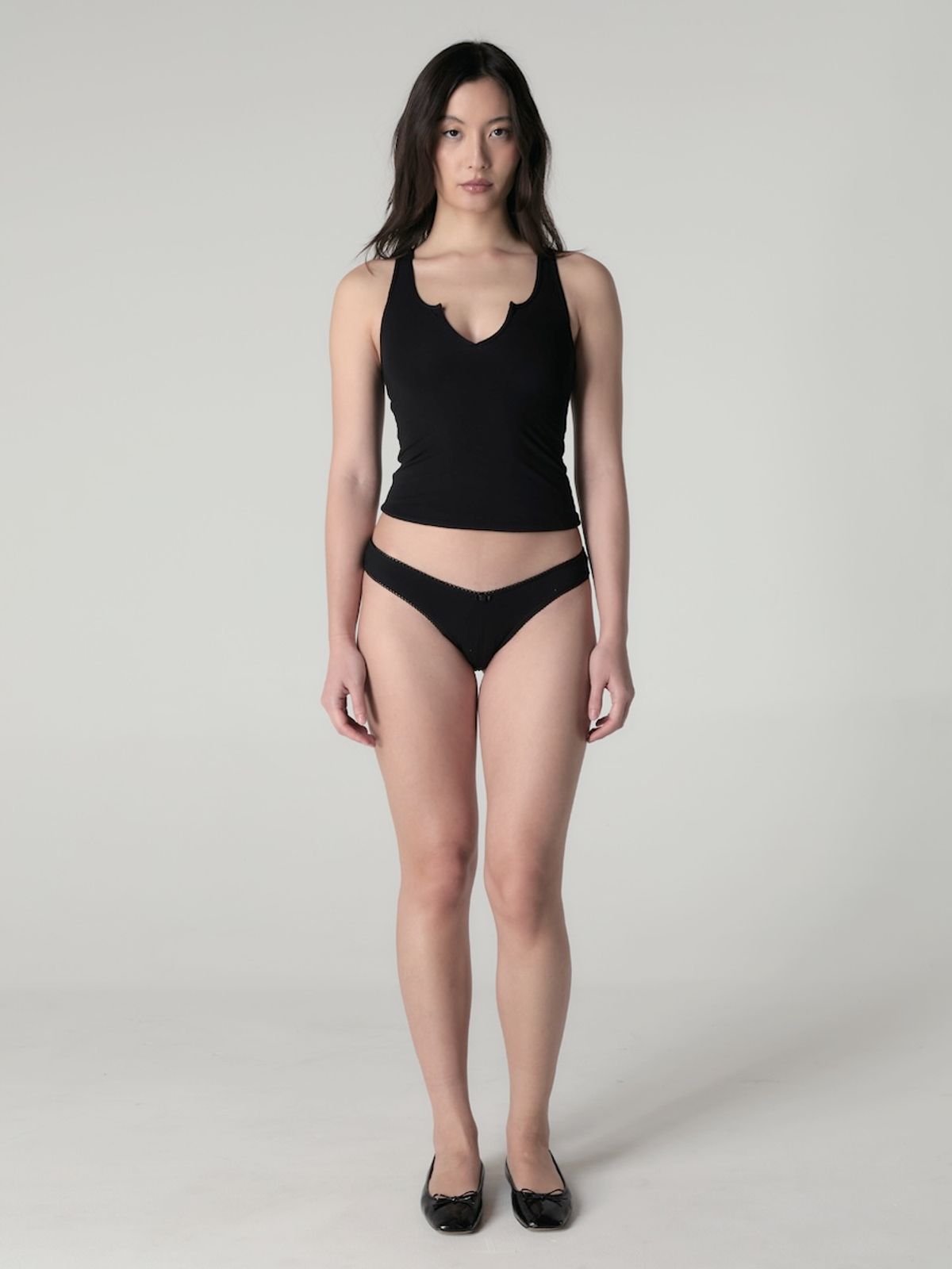 글로니(GLOWNY) PURE MODAL SLIT TANK (BLACK)