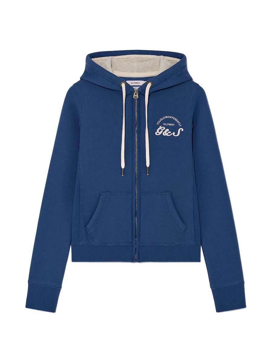 MUSINSA | GLOWNY BOLD CROP ZIP UP (BLUE)