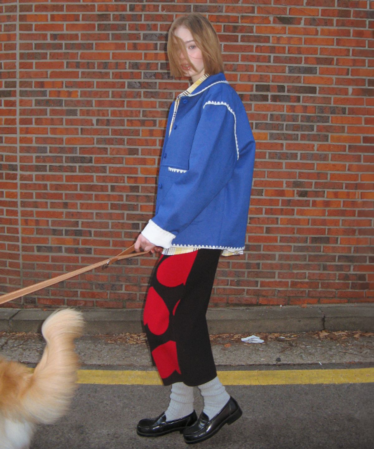론론(RONRON) CONTRAST STITCH COTTON JACKET BLUE
