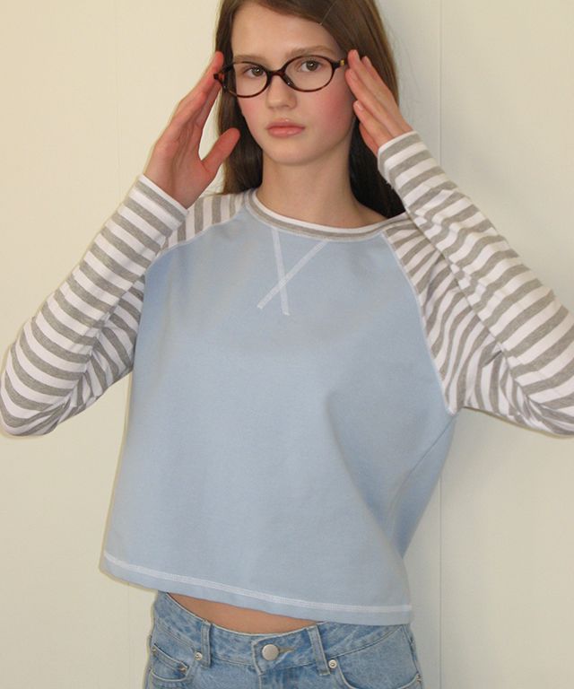 【RONRON】OUTSTITCH STRIPE RAGLAN LONG SLEEVE☆大人気☆ MUSINSA | RONRON OUTSTITCH STRIPE RAGLAN LONG SLEEVE GREY