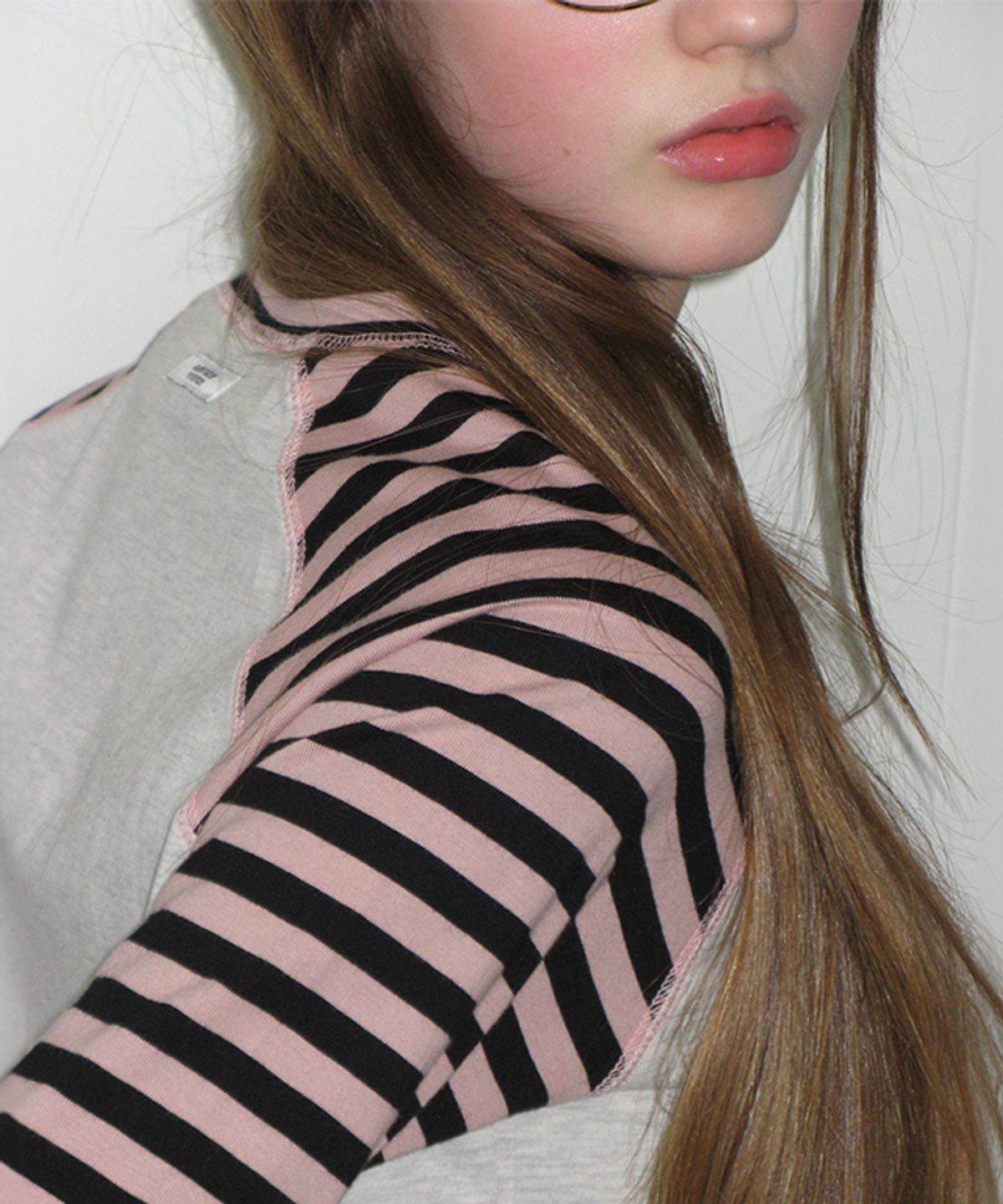 론론(RONRON) OUTSTITCH STRIPE RAGLAN LONG SLEEVE PINK
