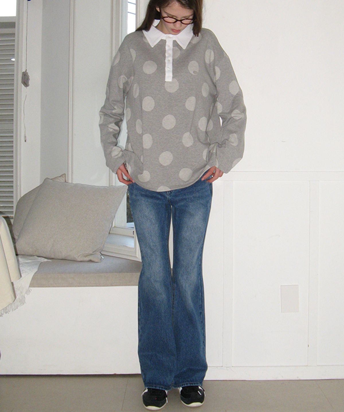 론론(RONRON) BACK HEART STITCH POCKET BOOTSCUT DENIM PANTS MEDIUM BLUE