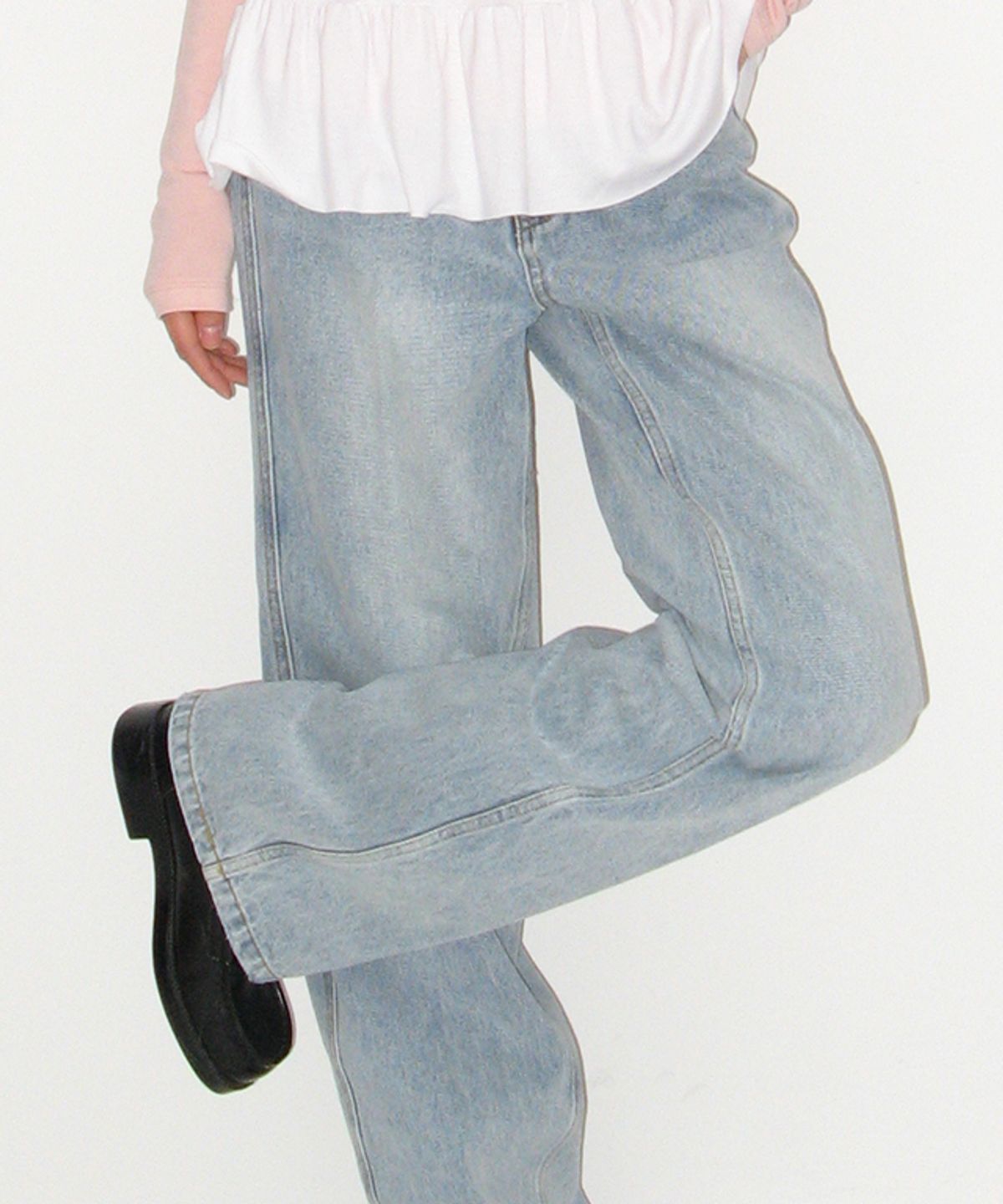 론론(RONRON) SIDE LINE STRAIGHT DENIM LIGHT BLUE