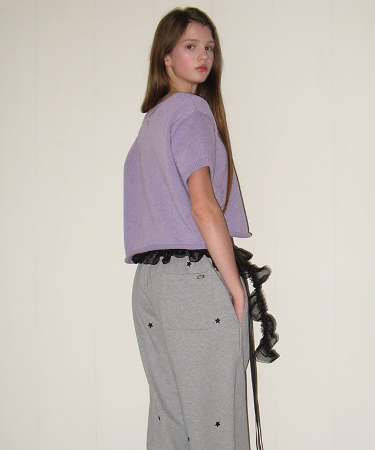 론론(RONRON) STAR EMBROIDERY SWEAT JOGGER PANTS GREY