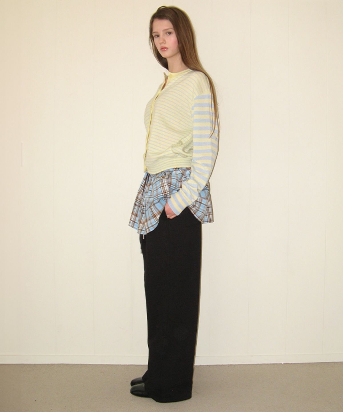 론론(RONRON) LAYERED SKIRT TRAINING PANTS BLACK