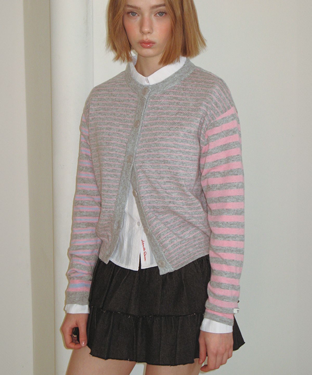 론론(RONRON) CANCAN RUFFLE BANDING DENIM PANTSKIRT BLACK
