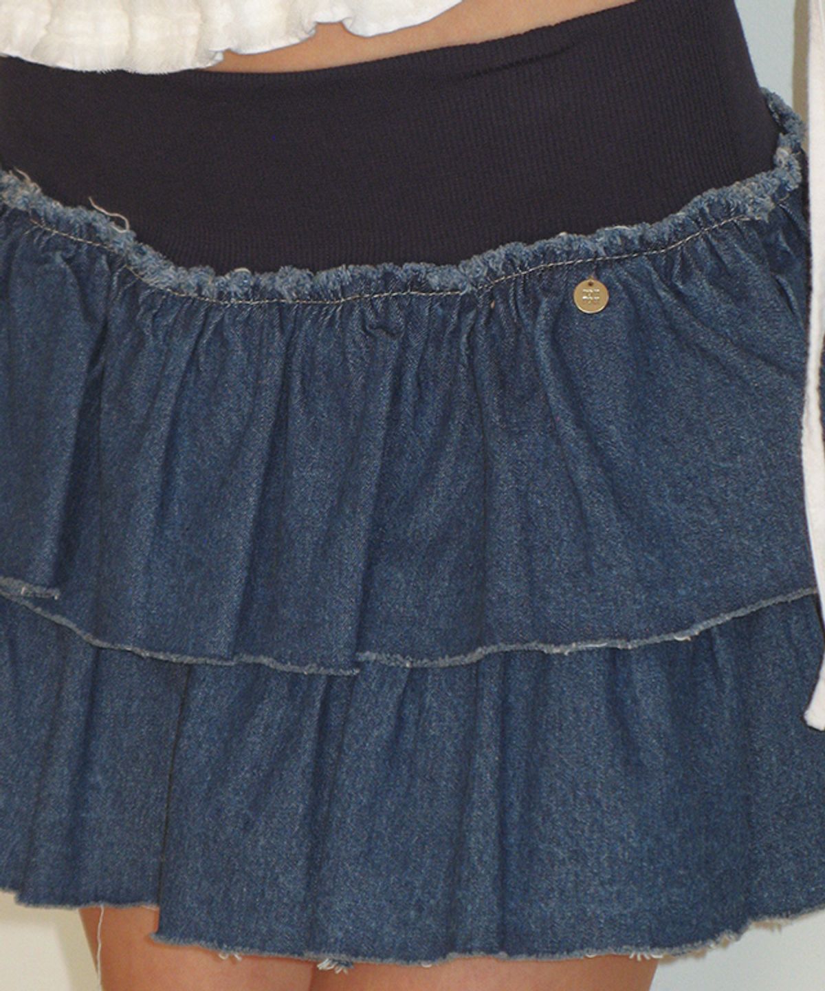론론(RONRON) CANCAN RUFFLE BANDING DENIM PANTSKIRT BLUE