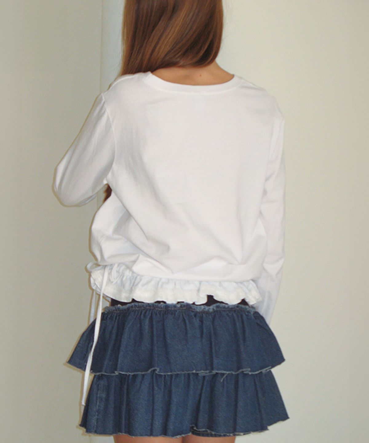 론론(RONRON) CANCAN RUFFLE BANDING DENIM PANTSKIRT BLUE