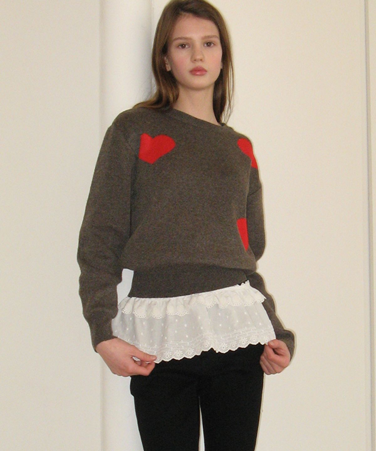 론론(RONRON) LACE LAYERED BELT WHITE